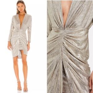 IRO gold stretchy mini dress